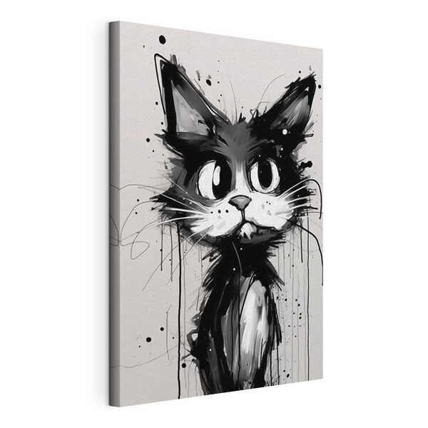 Canvas Schilderijen Canvas Schilderijen Kat met zwarte verf (Artikelnummer: s44483)