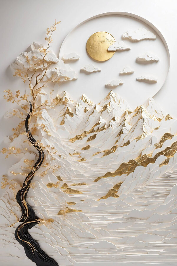 Serene landscape with flowing elements Serene landscape with flowing elements