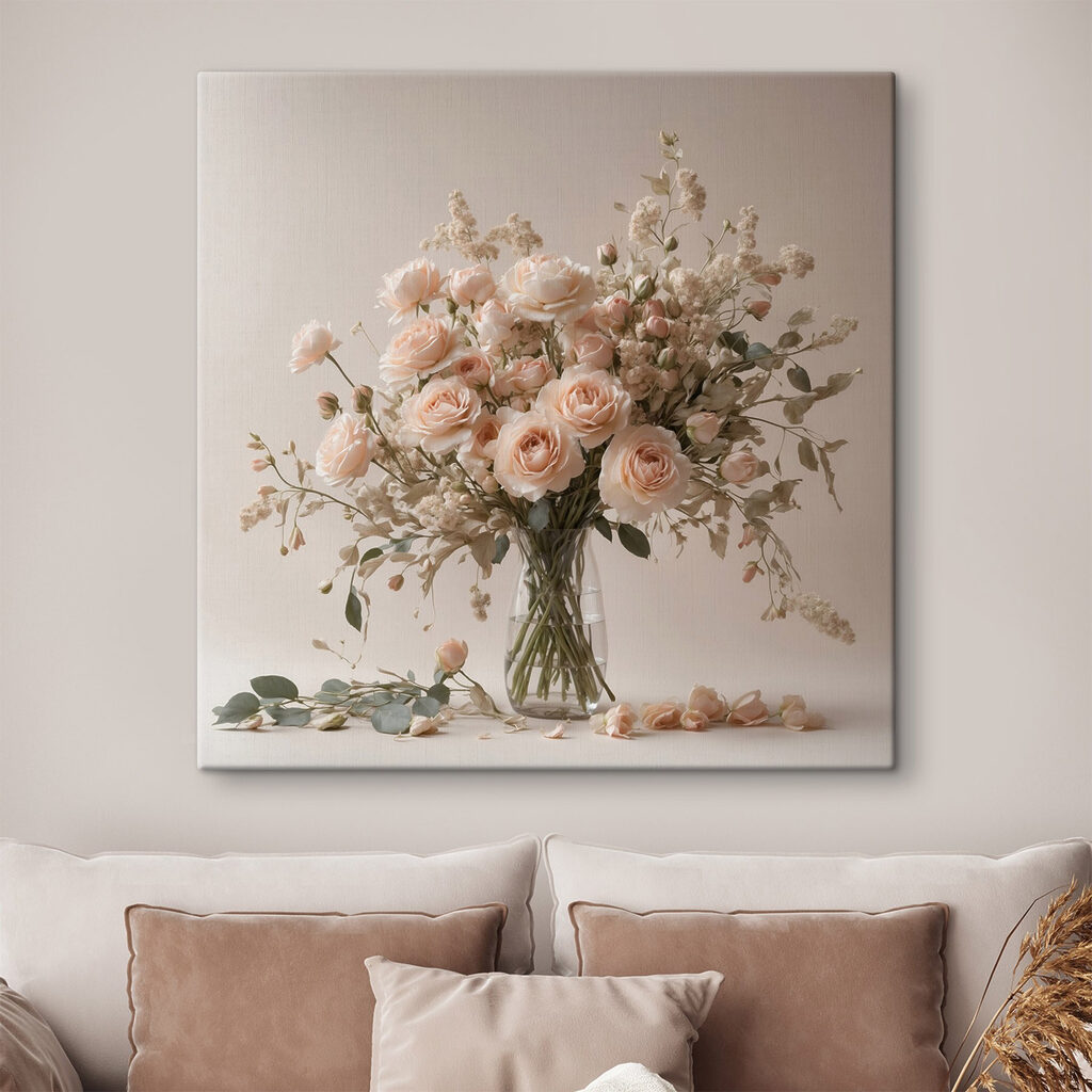 Vase of flowers on a white surface