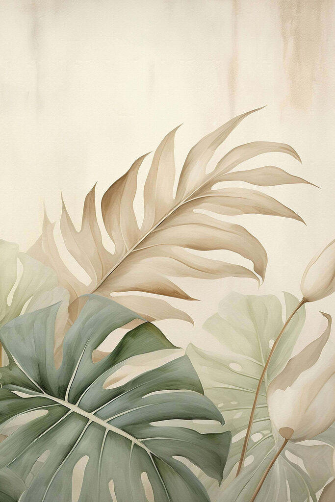 Lush foliage in soft pastel hues Lush foliage in soft pastel hues