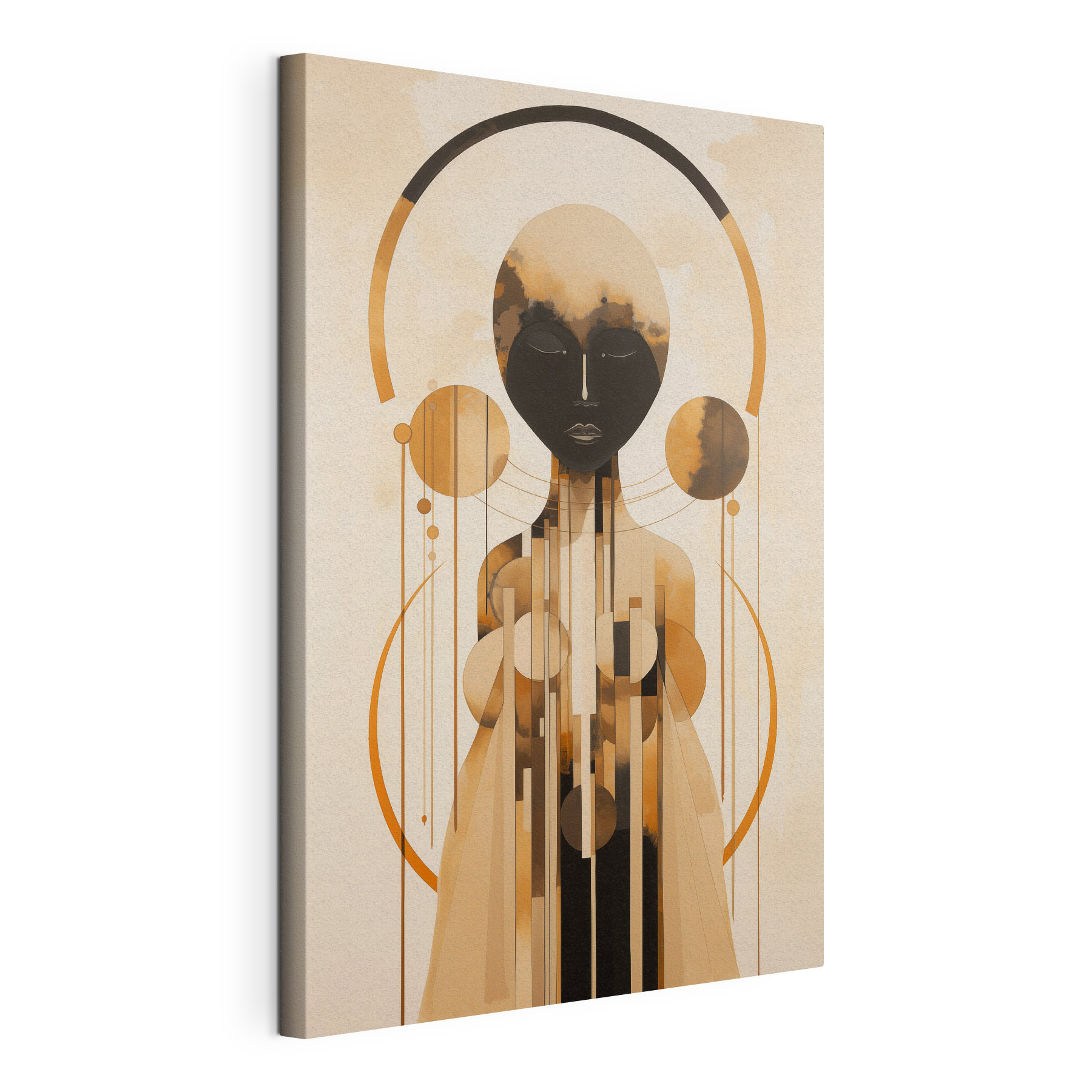 Painting of a woman with circles and lines Painting of a woman with circles and lines
