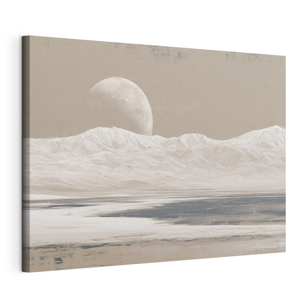 Moon over a snowy mountain