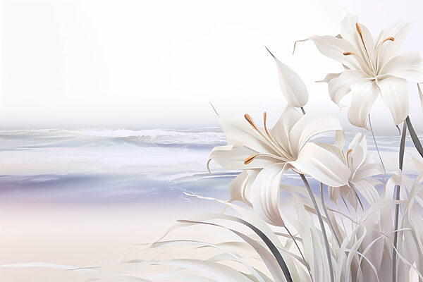 White flowers on a beach