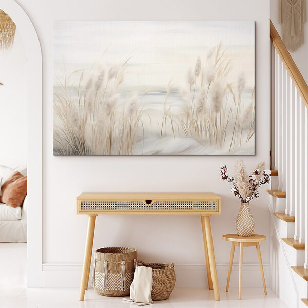 Canvas Schilderijen - Rustig landschap met zacht wuivend gras
