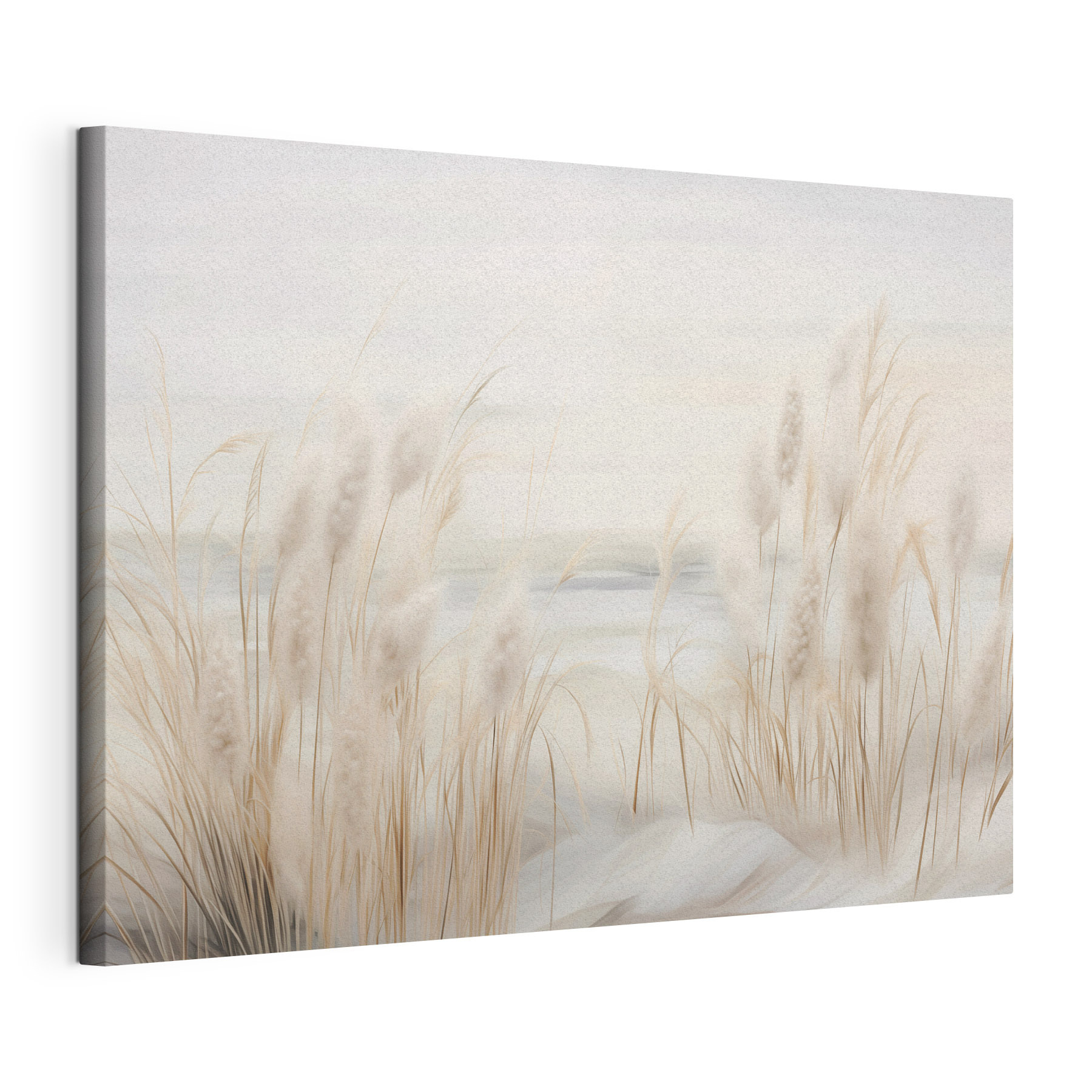 - Serene landscape with soft grasses