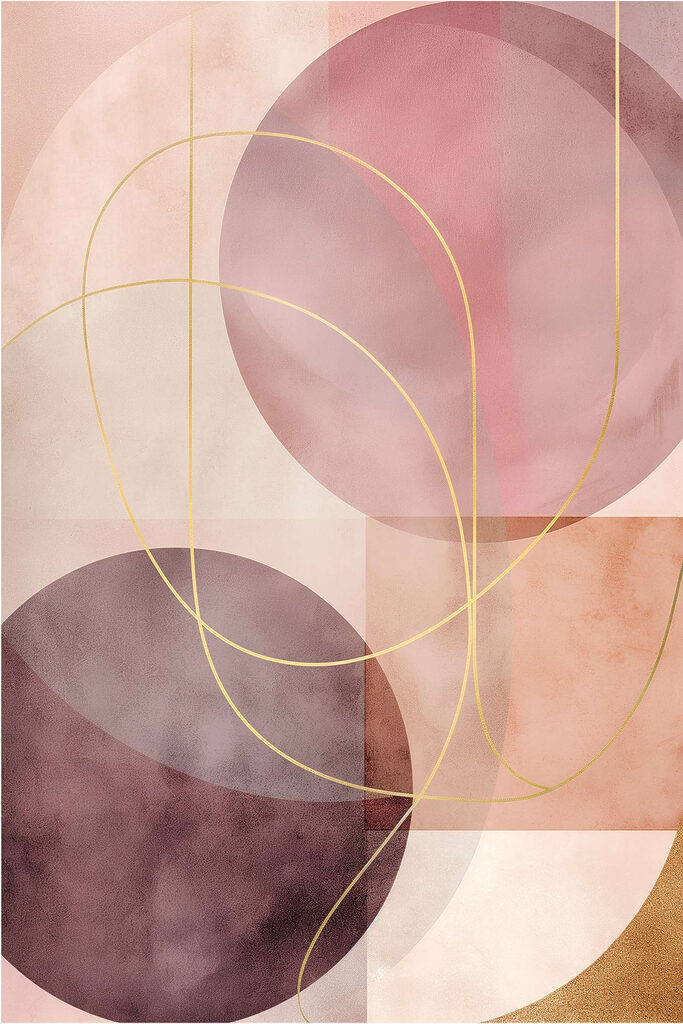 - Soft curves in muted tones - Soft curves in muted tones