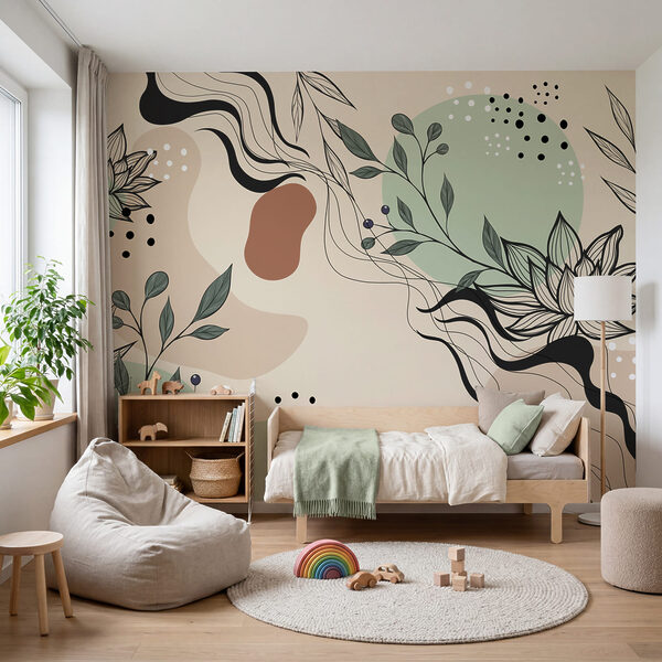 Tekening van bloemen en bladeren