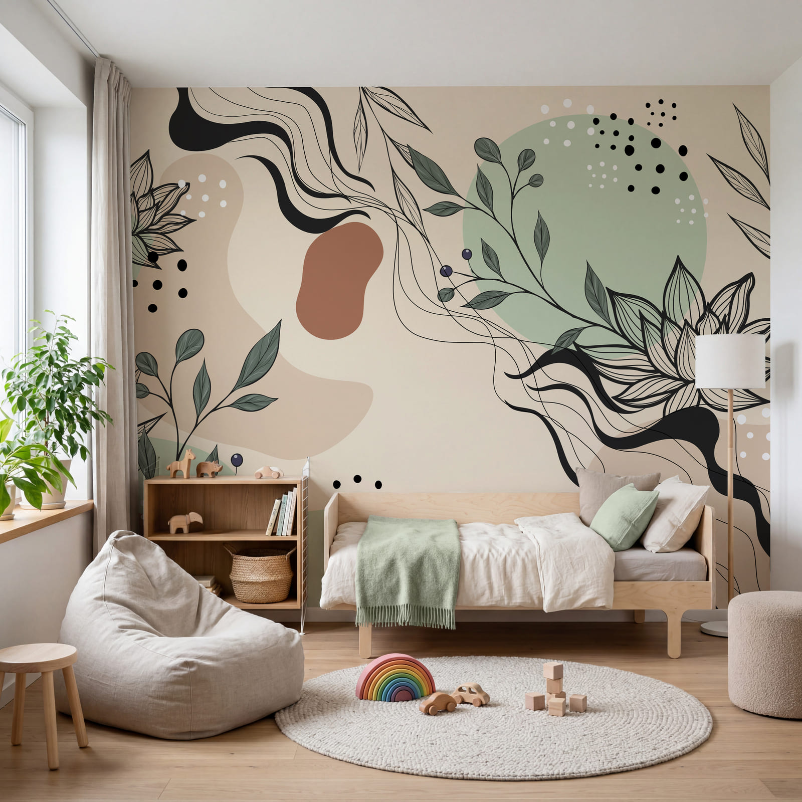 Tekening van bloemen en bladeren