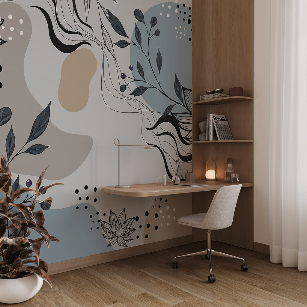 Tekening van bloemen en bladeren