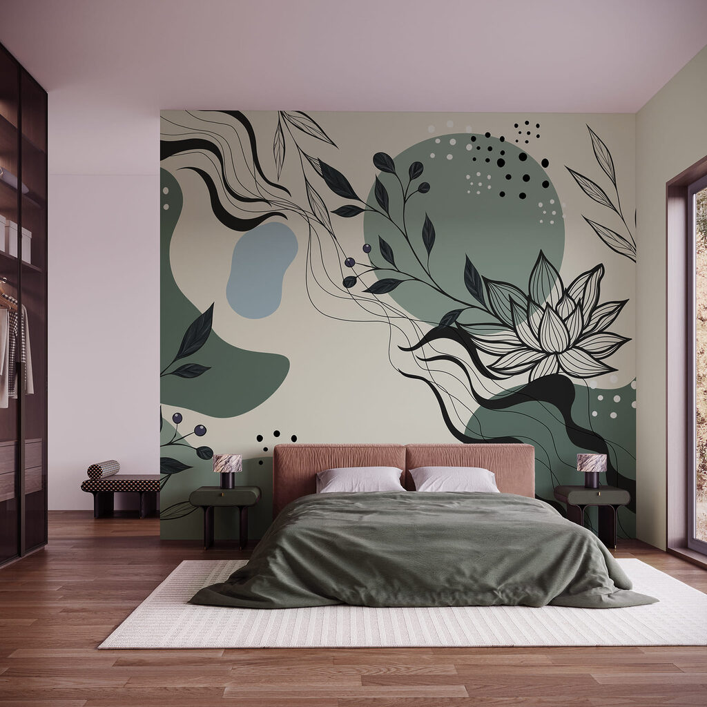 Tekening van bloemen en bladeren