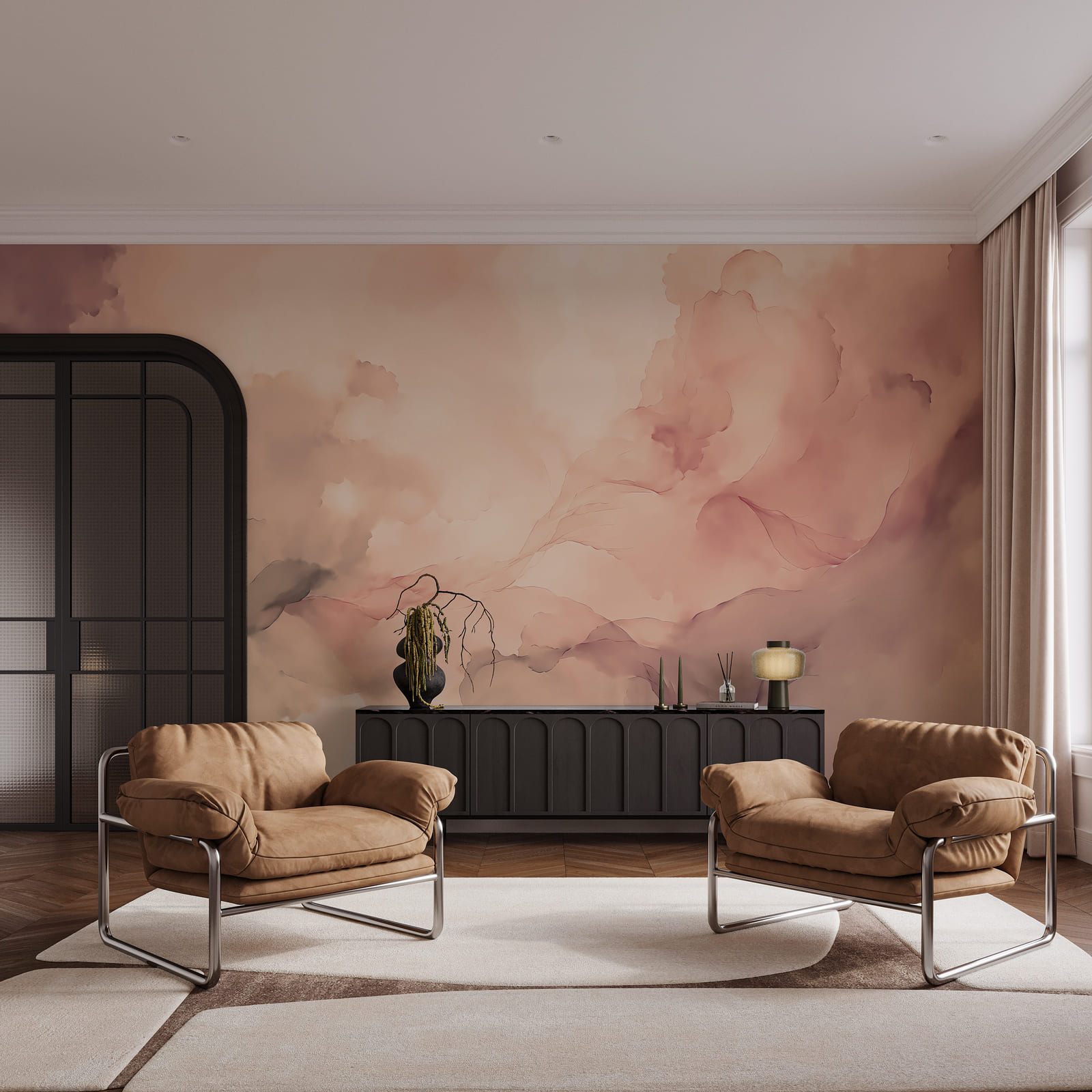 Roze en grijze rook