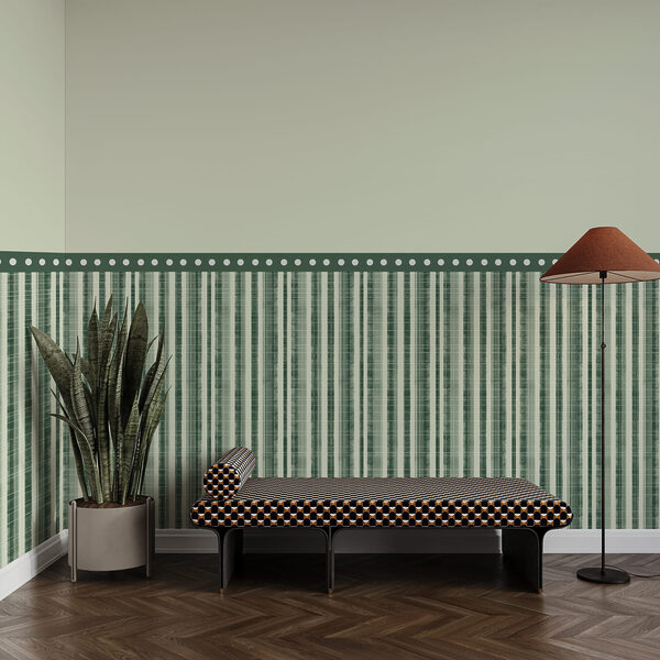 Groen-wit gestreept behang