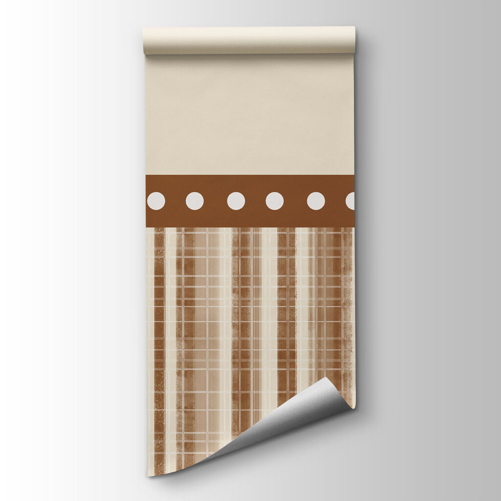 Strip of brown and white striped fabric