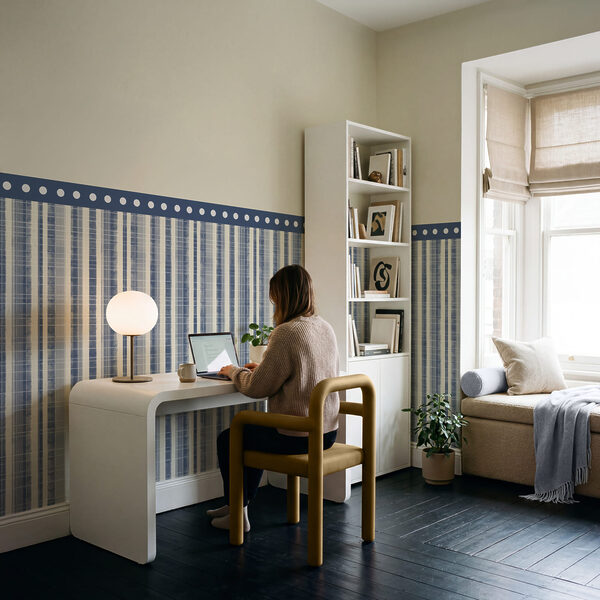 Strook blauw-witte stof