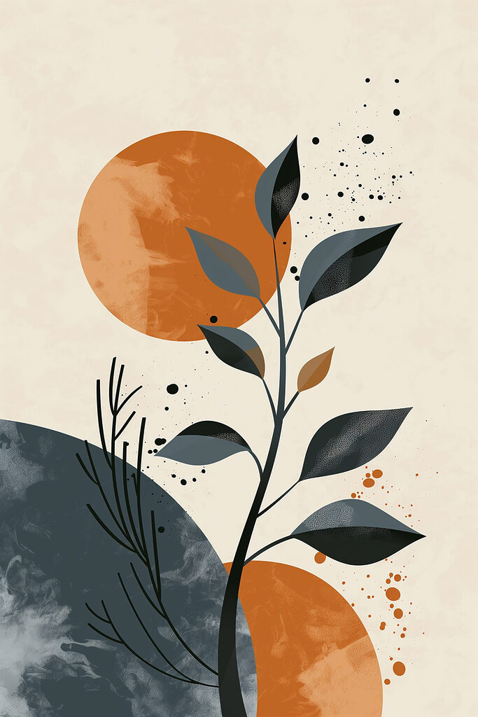 Plant with leaves and orange circles