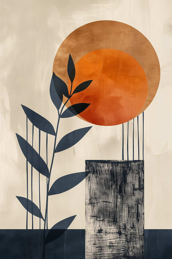 Painting of a plant and a sun