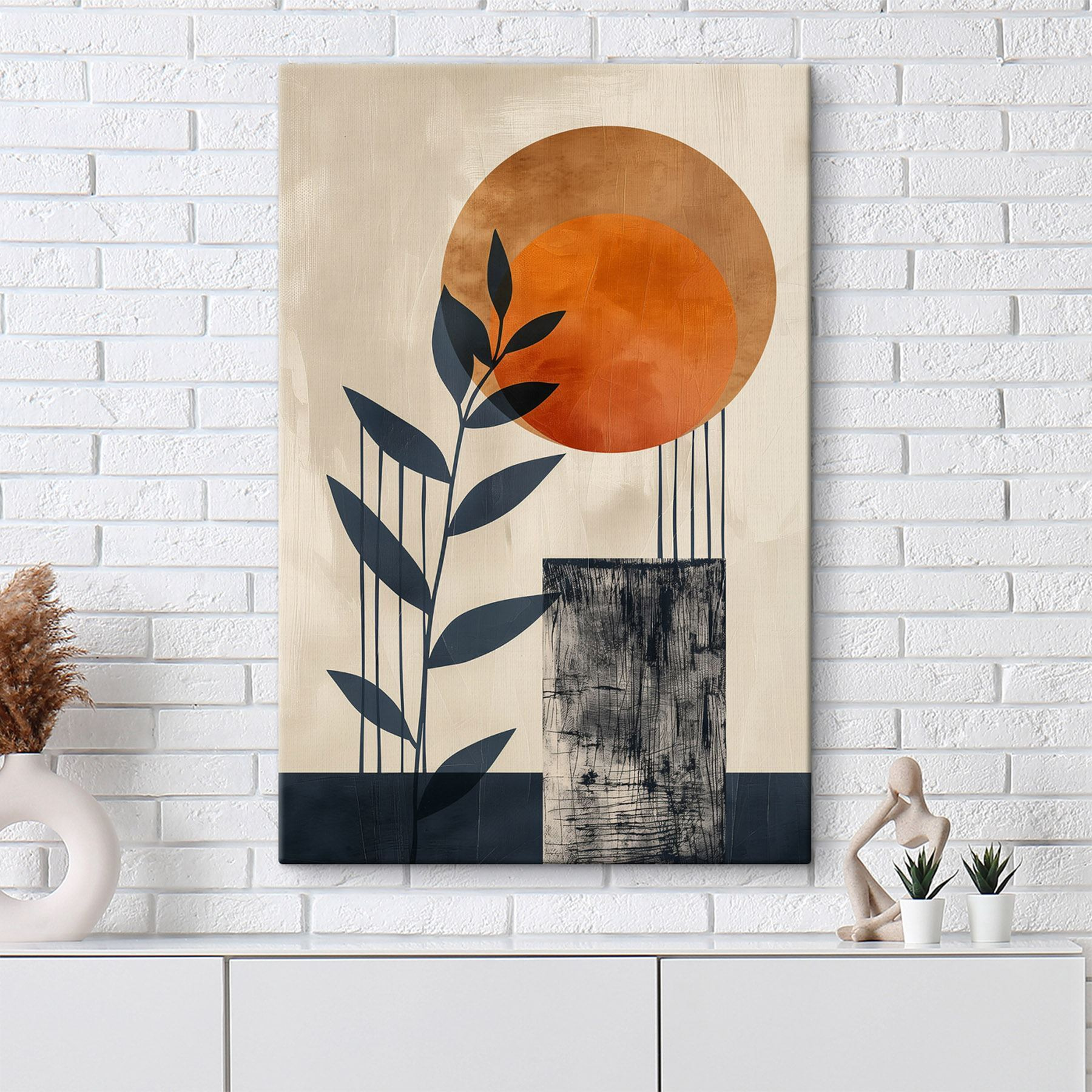 Painting of a plant and a sun