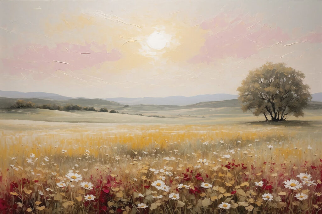 Painting of a field of flowers