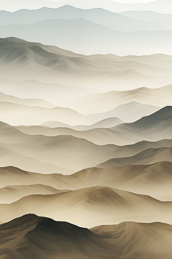 Landscape of mountains with fog
