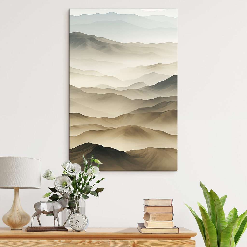 Landscape of mountains with fog