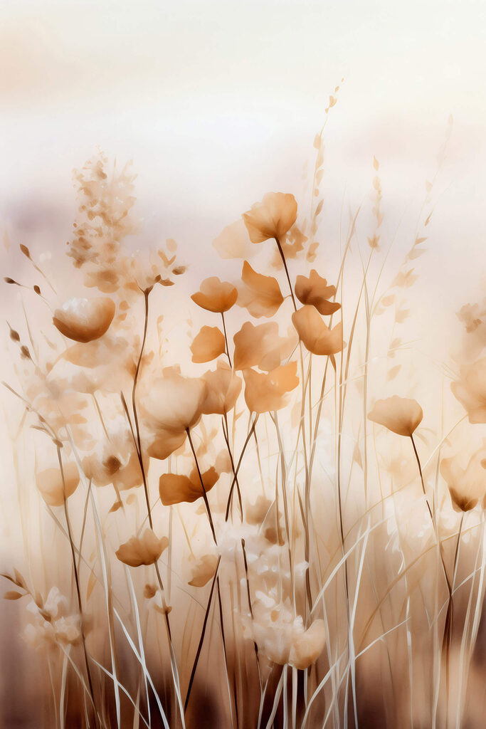 Soft blooms in warm hues blend