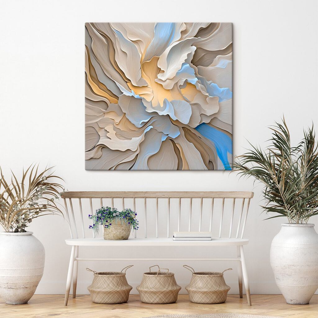 Soft waves of cream and blue hues