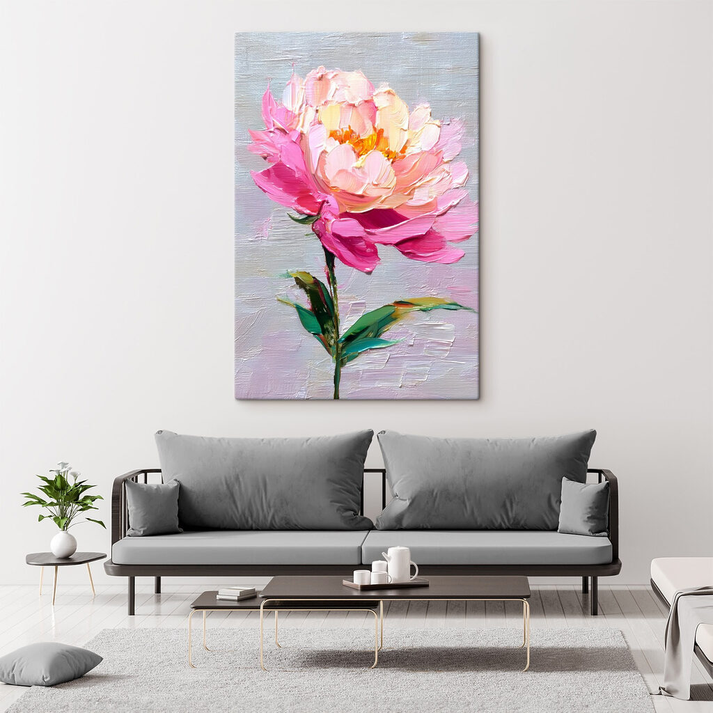 Painting of a pink flower