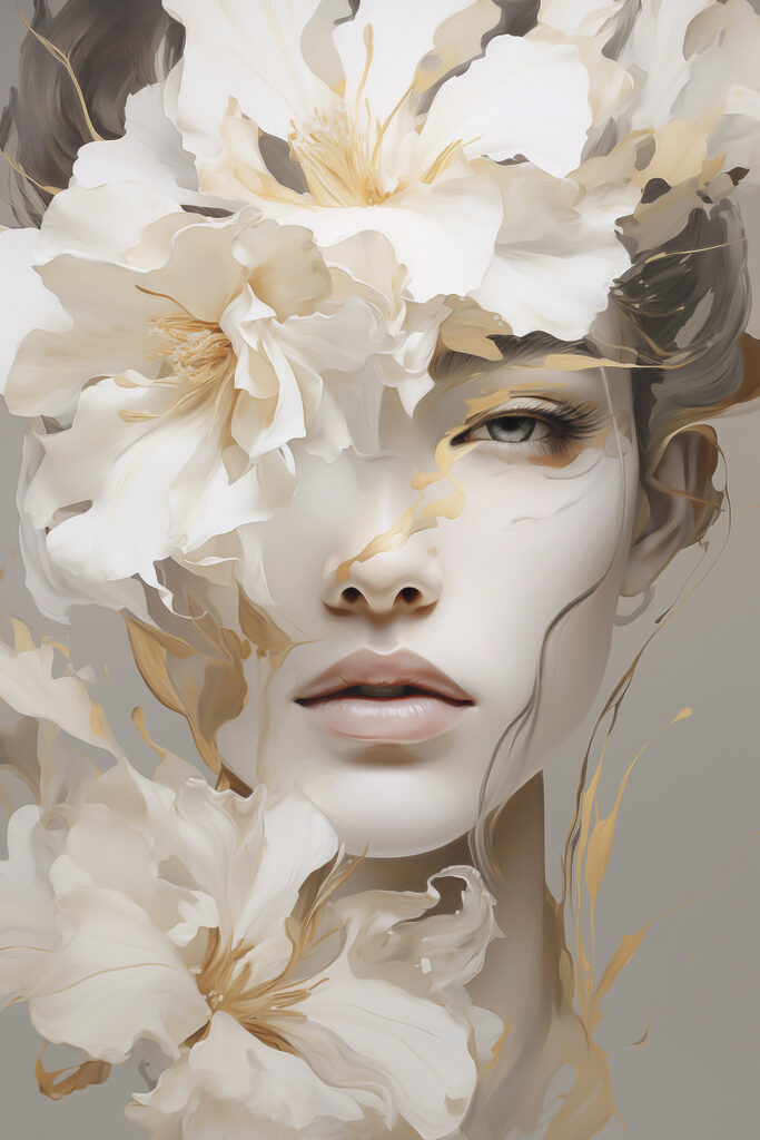 Woman with flowers on her face Woman with flowers on her face