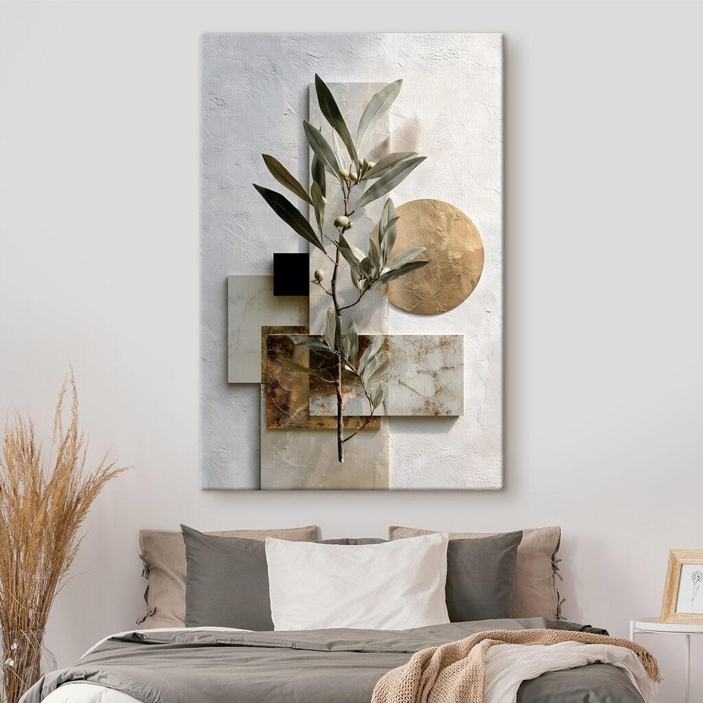 Plant with leaves and geometric shapes