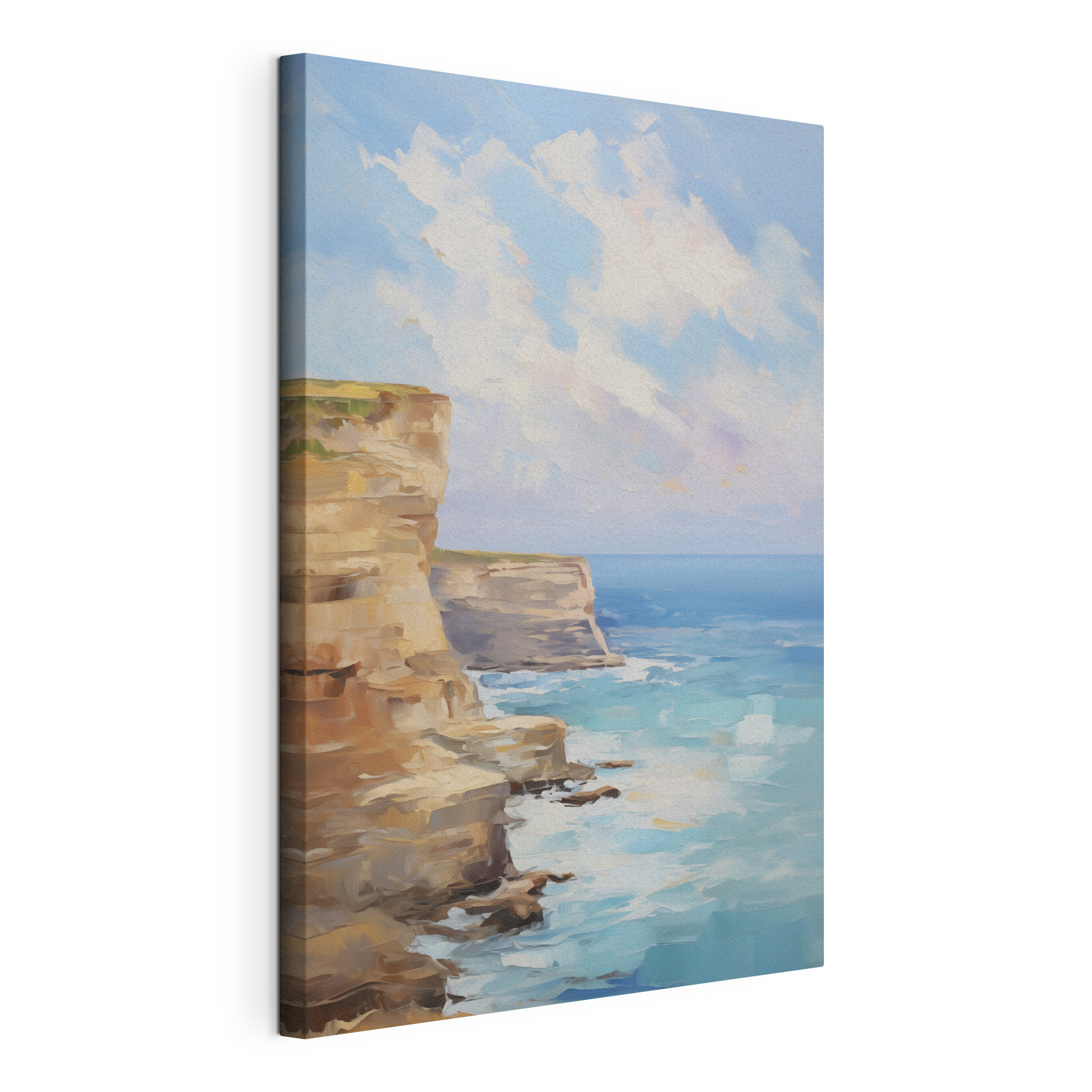 Painting of a cliff by the ocean