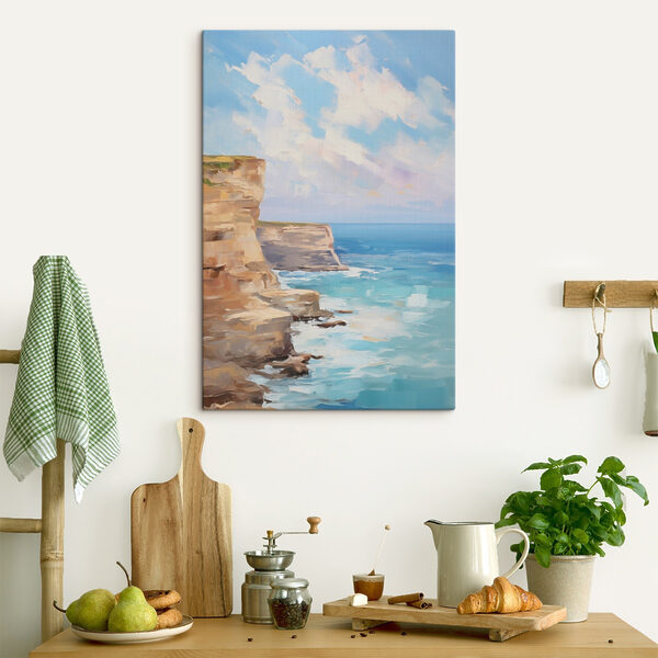 Painting of a cliff by the ocean