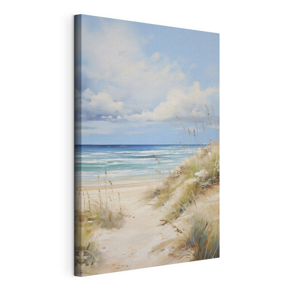 Canvas Schilderijen Canvas Schilderijen Strand met gras en water (Artikelnummer: s49501)