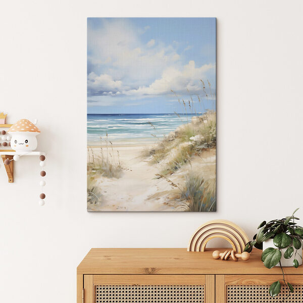 Canvas Schilderijen Canvas Schilderijen Strand met gras en water (Artikelnummer: s49501)