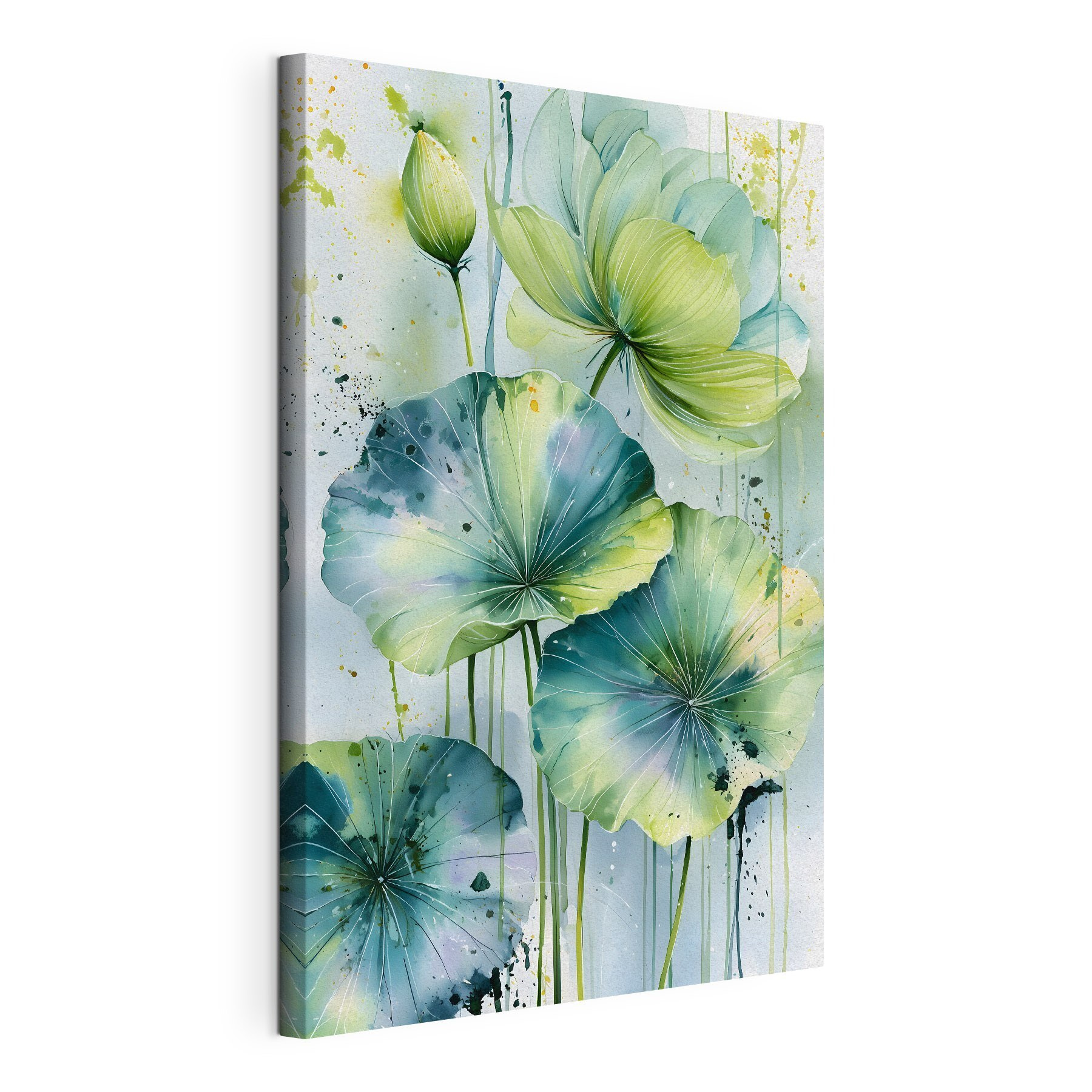 Painting of green and blue leaves