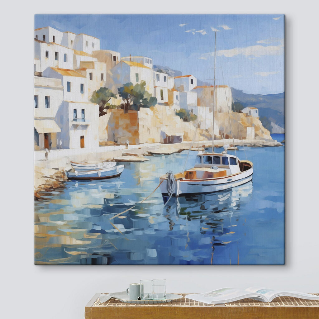 Painting of a boat in the water