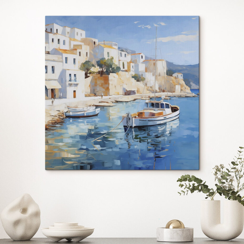 Painting of a boat in the water