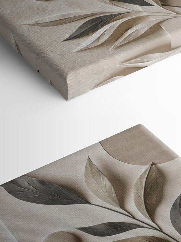- Elegant leaves adorn neutral background