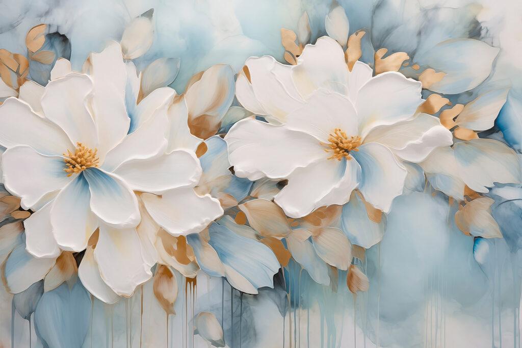 Blooming flowers in soft hues