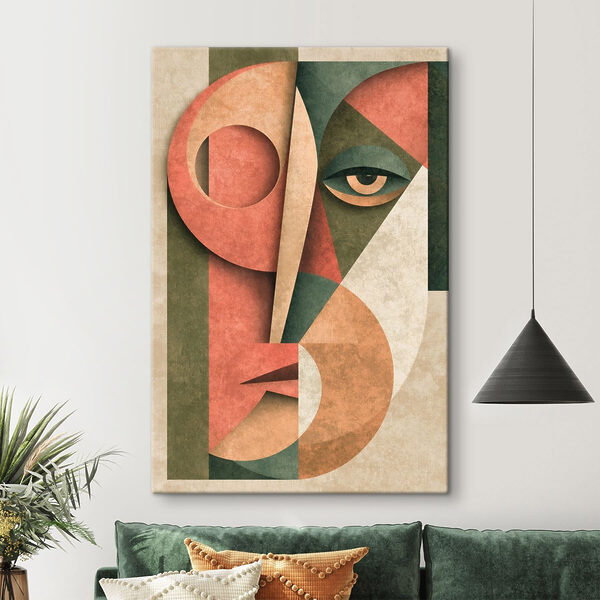 Canvas Schilderijen Canvas Schilderijen Kleurrijk kunstwerk van een gezicht (Artikelnummer: s49419)