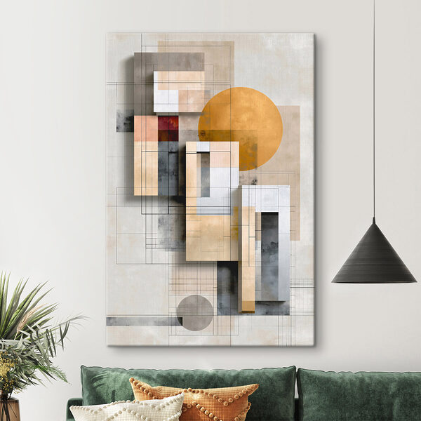 Canvas Schilderijen Canvas Schilderijen Schilderij met geometrische vormen en lijnen (Artikelnummer: s49518)
