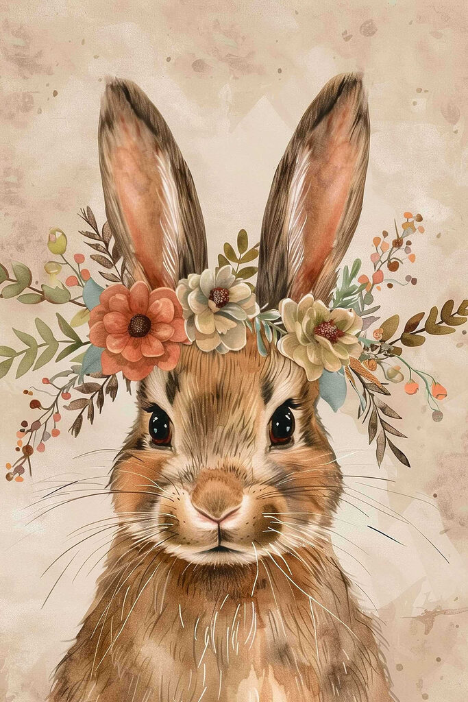Rabbit with flowers on its head