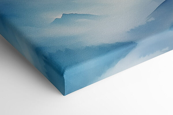 Painting of mountains and fog