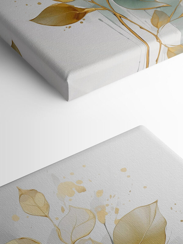 Painting of leaves on a white background