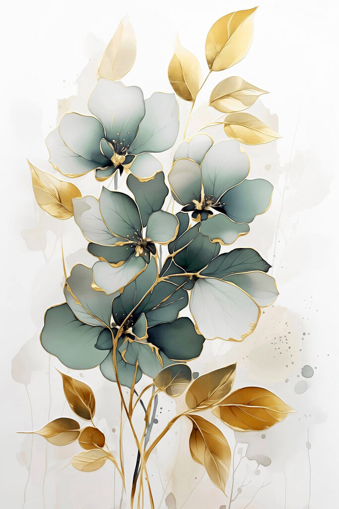 Painting of flowers and leaves Painting of flowers and leaves