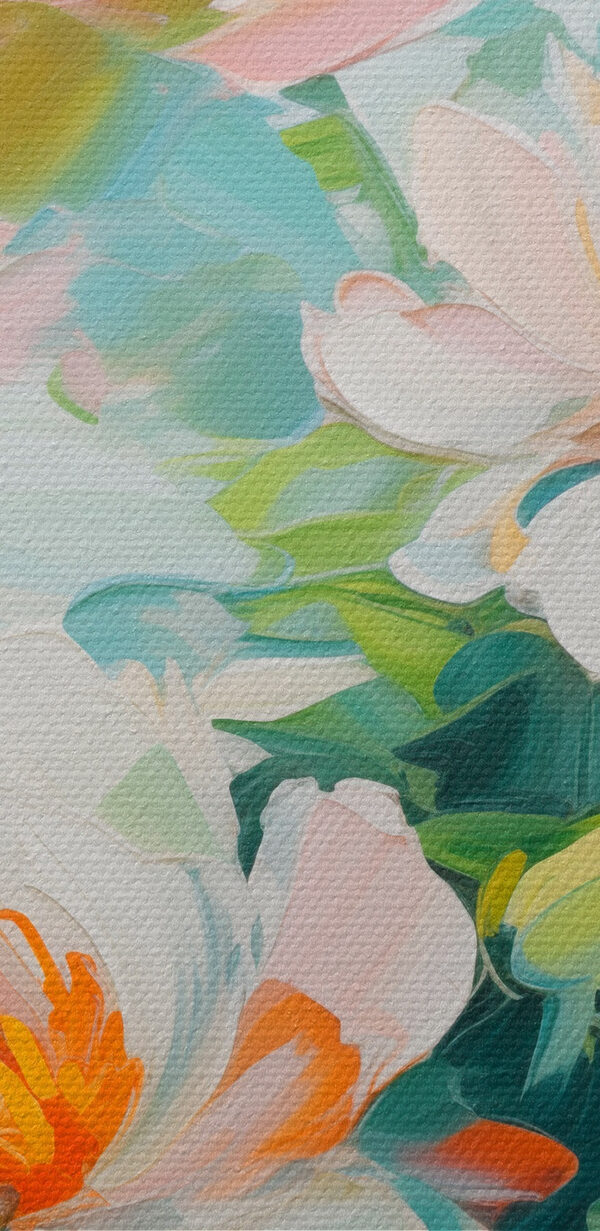 Painting of flowers on a white surface
