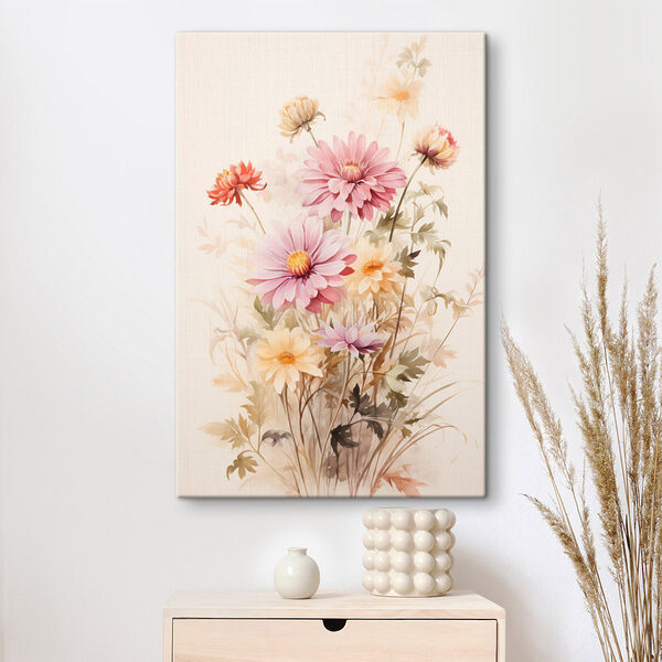 Canvas Schilderijen Canvas Schilderijen Schilderij van bloemen op een witte achtergrond (Artikelnummer: s45560)