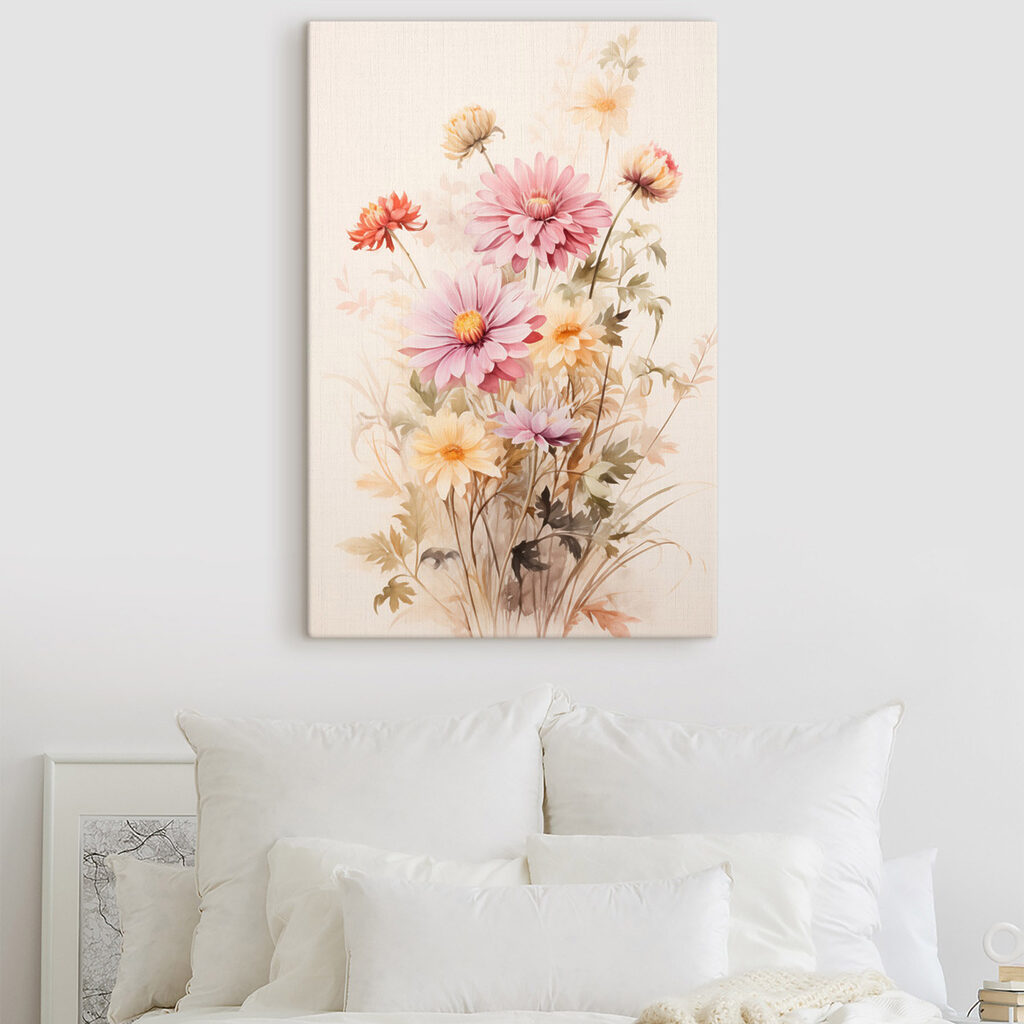 Painting of flowers on a white background Painting of flowers on a white background