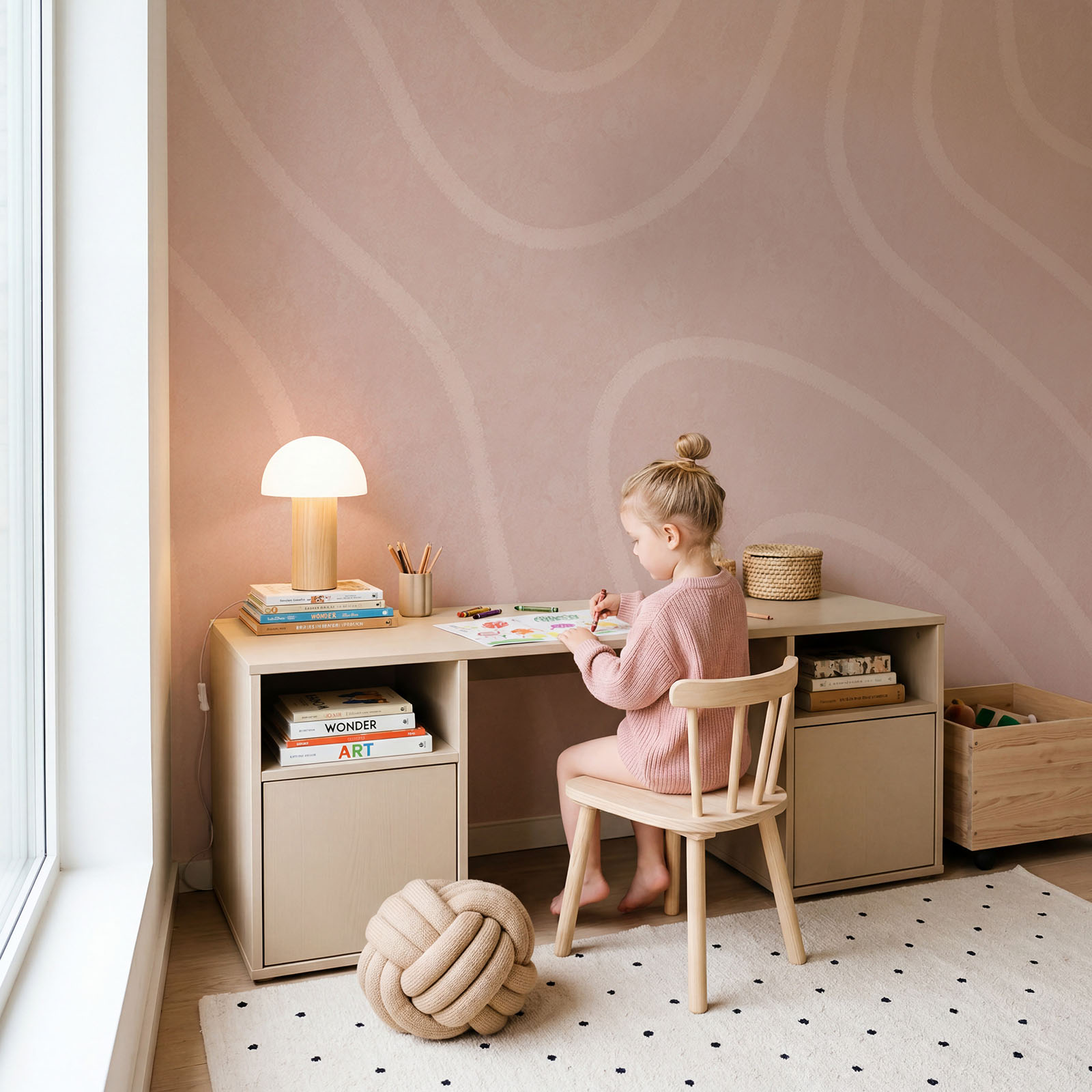 Roze en wit golvend patroon