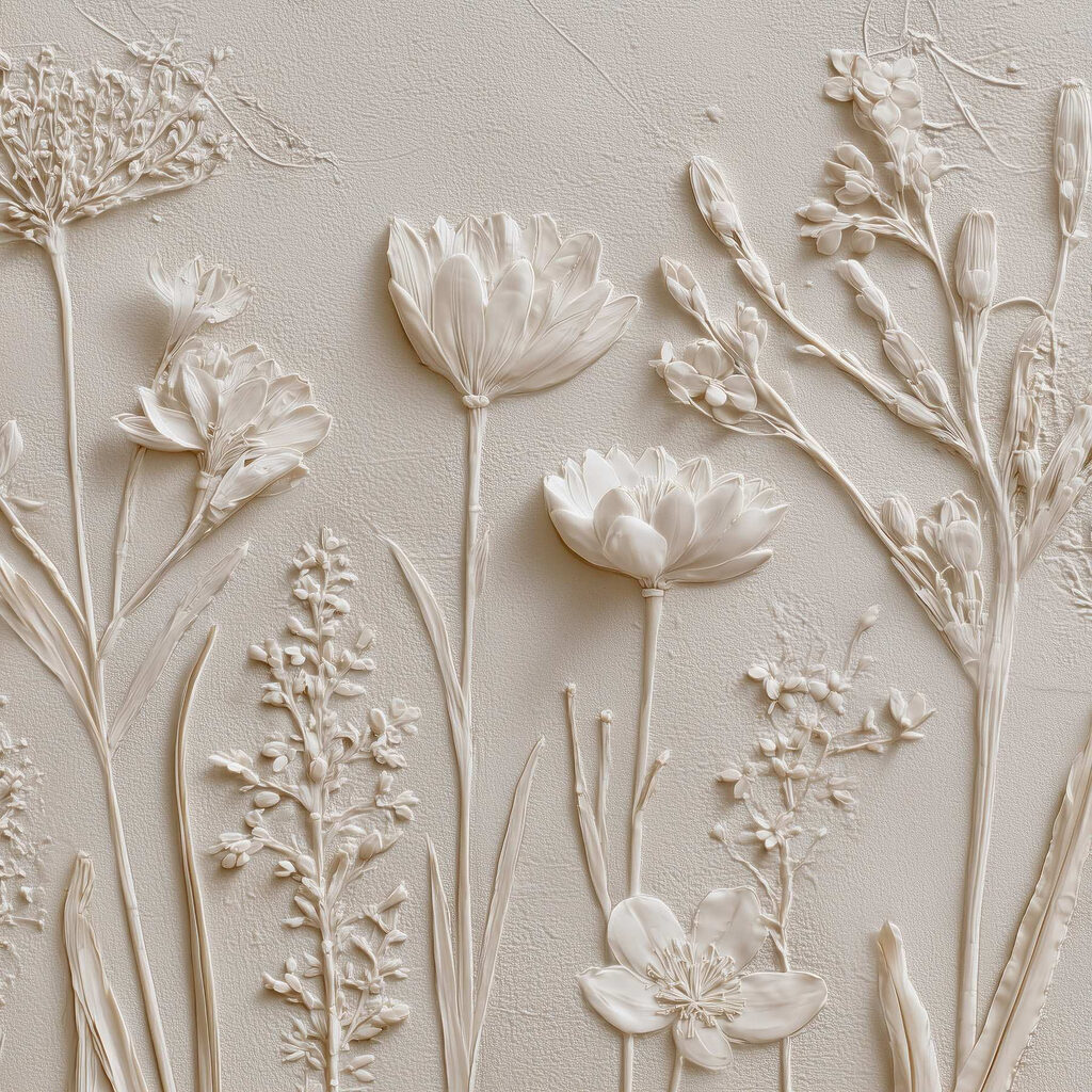 White flower and plant art White flower and plant art