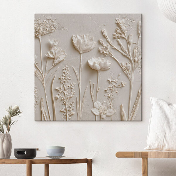 Canvas Schilderijen Canvas Schilderijen Kunst met witte bloemen en planten (Artikelnummer: s45535)